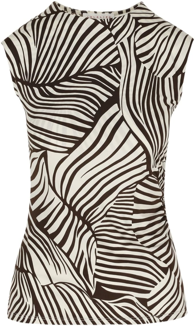 LolaLiza Top T Drapaop 02302053 Chocolate/offwhite Dames Maat - M