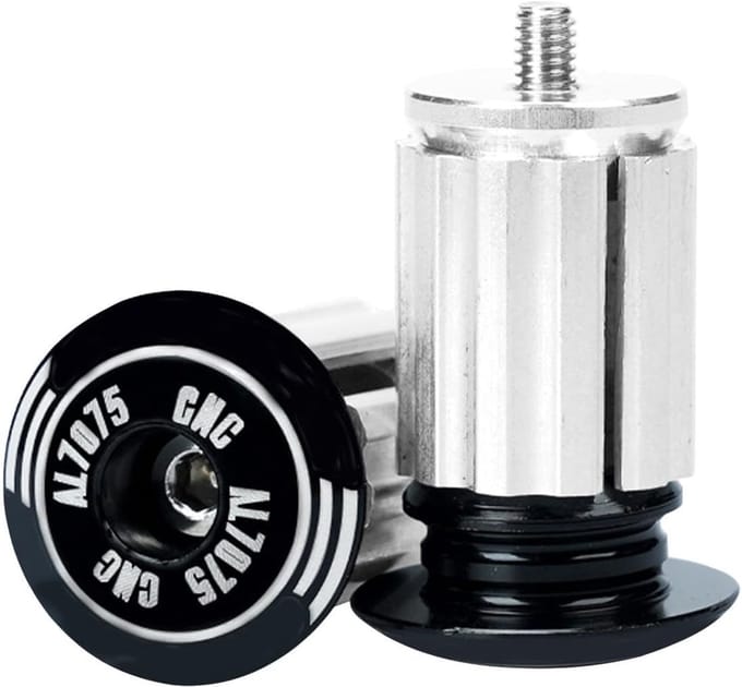Stuureind Pluggen - Handgreep Afdekking - Fiets Beschermen - Aluminium Legering - 2.3x3.2 cm - Zwart