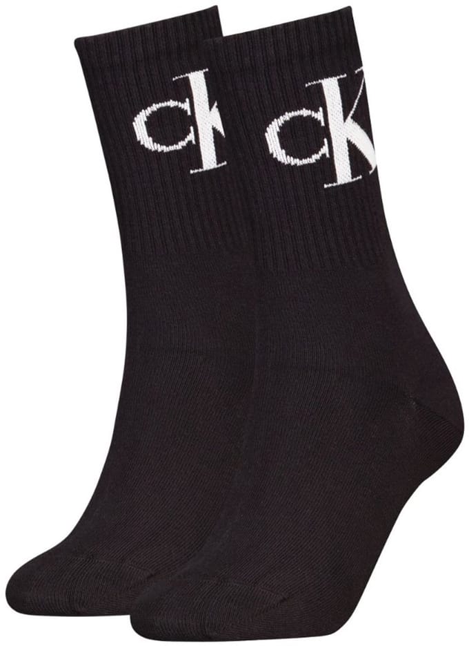 Calvin Klein 2-paar Crew dames sokken - Logo - katoen - 38 - Zwart