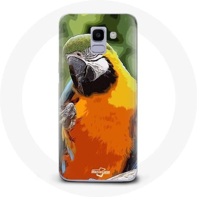 Hoesje voor Samsung Galaxy A8 2018 Macaws Parrot Oranje Groen