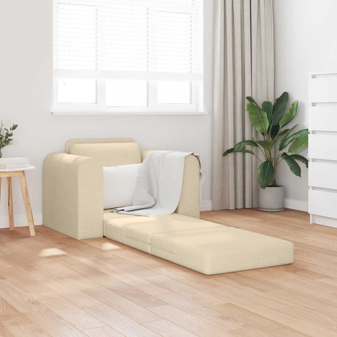 vidaXL - Slaapbank - Crème - 98 - x - 71 - x - 83 - cm - Stof