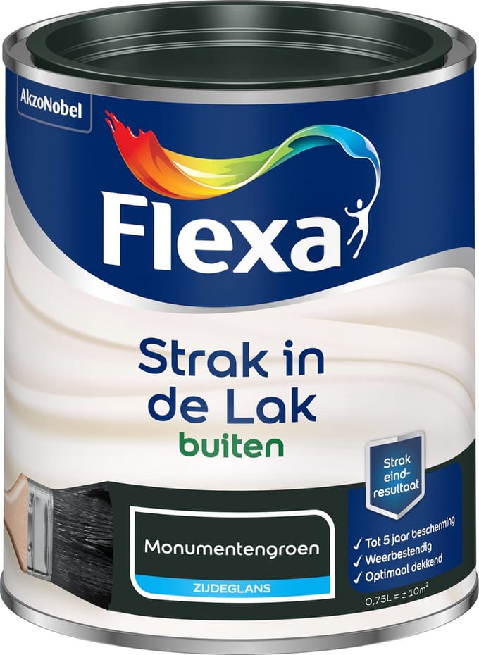 Flexa - Strak In De Lak Buitenlak Zijdeglans - Monumentengroen - 750 Ml