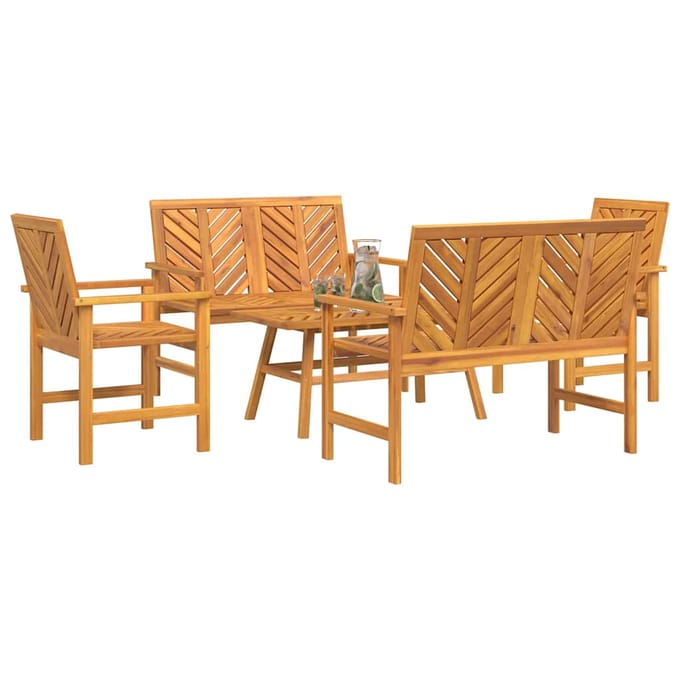 vidaXL - Tuin - loungeset - 5 - st - Bruin - Massief - Acacia - Hout