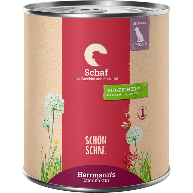 12x800g Herrmann's Menu Schaap met bio courgette en bio aardappelen