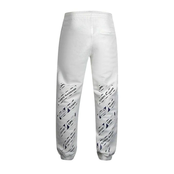 Off-White Heren Airport Logo Getapete Joggingbroek (Wit)