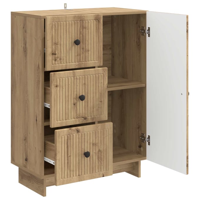 vidaXL - Dressoir - Artisanaal - eiken - 66 - x - 34,5 - x - 90 - cm - Bewerkt - hout