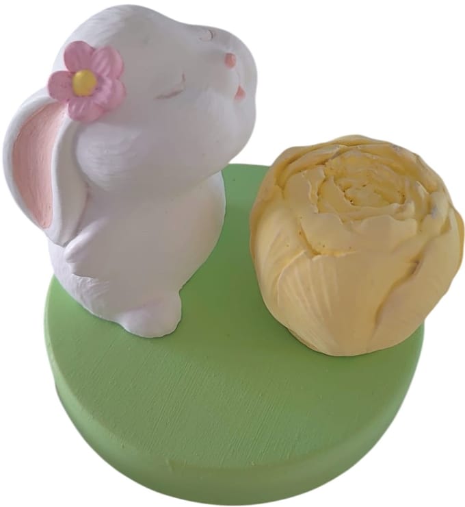 Little1gifts - Paasbeeldje – Wit Konijn met Bloem