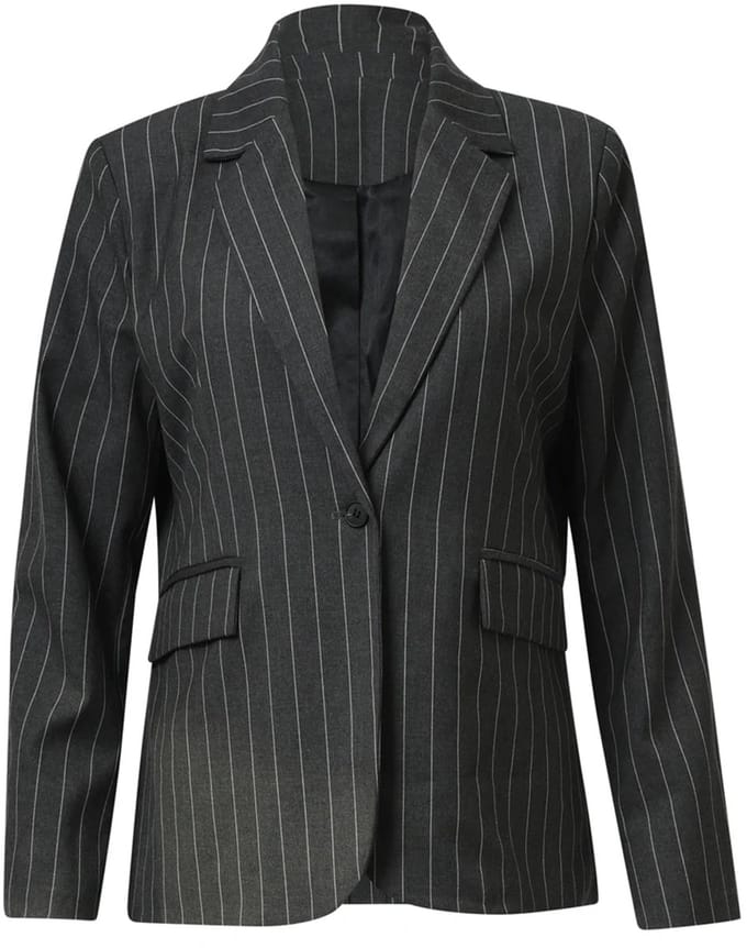 Smashed Lemon Grijs en wit pinstriped blazer |