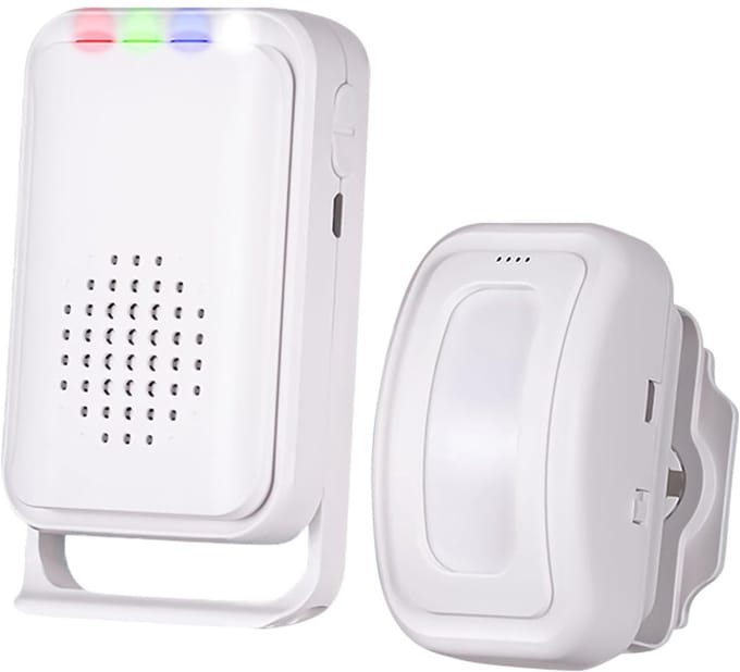 Draadloze Bewegingsmelder - Alarm Systeem - Veiligheid Thuis - Grote Detectieafstand - 1 Zender 1 Ontvanger - Wit