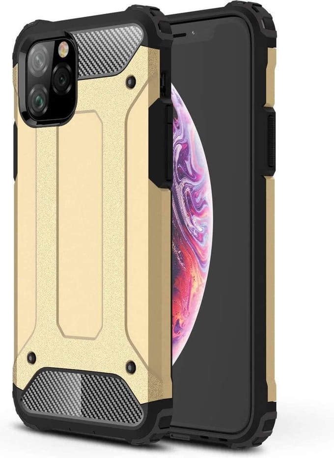 Hybrid Armor - Heavy Duty Geschikt voor: iPhone 11 Pro Hoesje - Goud
