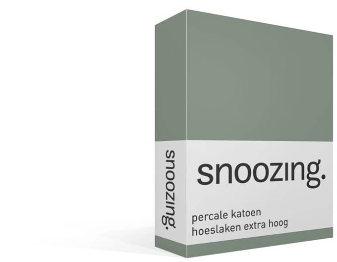 Snoozing percale katoen hoeslaken extra hoog - 200x200 cm - Extra breed - Groen