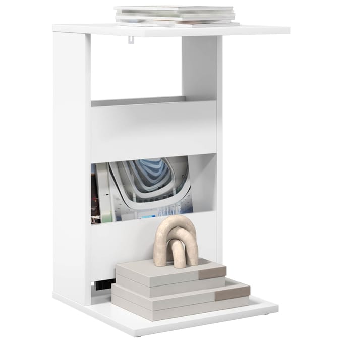vidaXL - Bijzettafel - Wit - 40 - x - 35 - x - 60,5 - cm - Bewerkt - hout