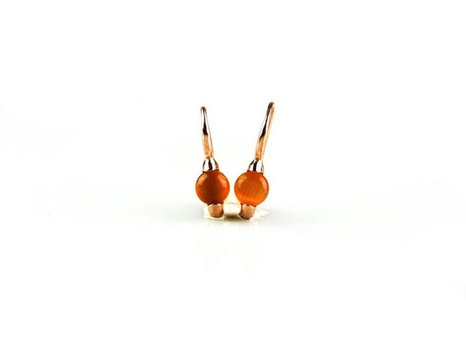 model Piccolo oorringen in zilver roze verguld cabochon oranje