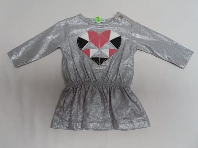 Jurk - Meisje - Glitter - Zilver + hartje - 1 maand 56