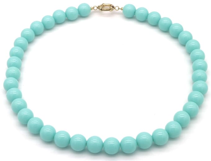 Ketting met kralen - RVS - blauw - 45 cm - dames
