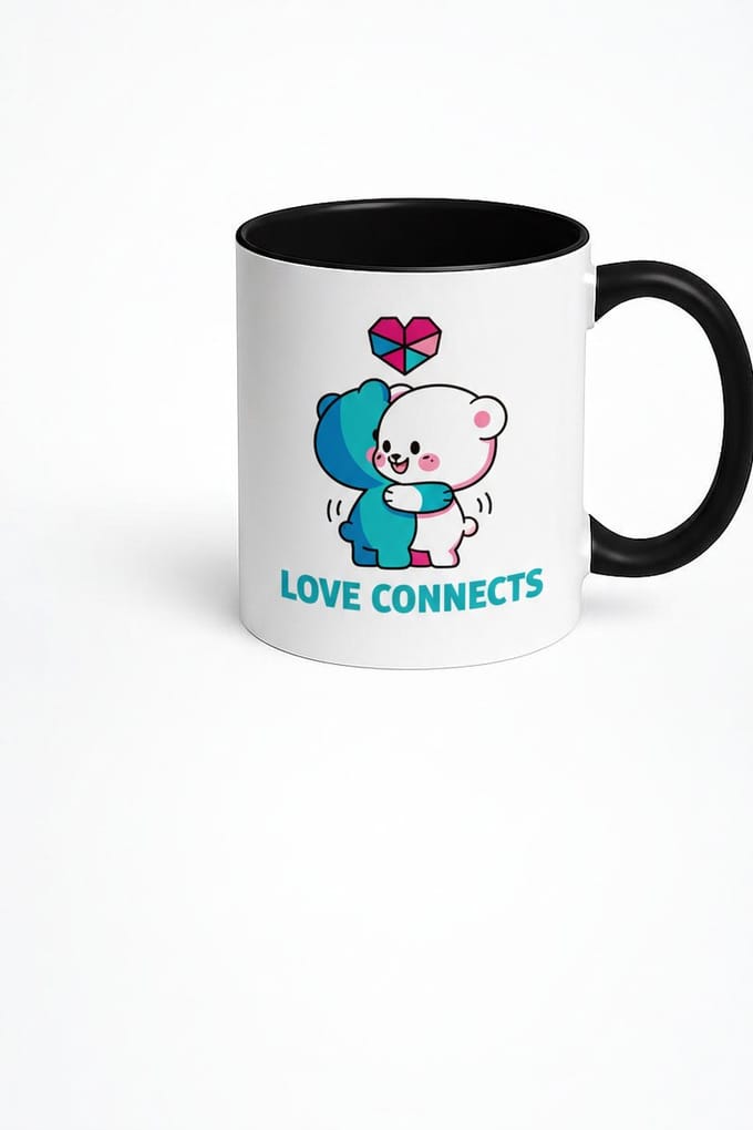 Liefde Connects Knuffel Beren Mok | Schattig Romantisch Cadeau voor Koppels & Vriendschap