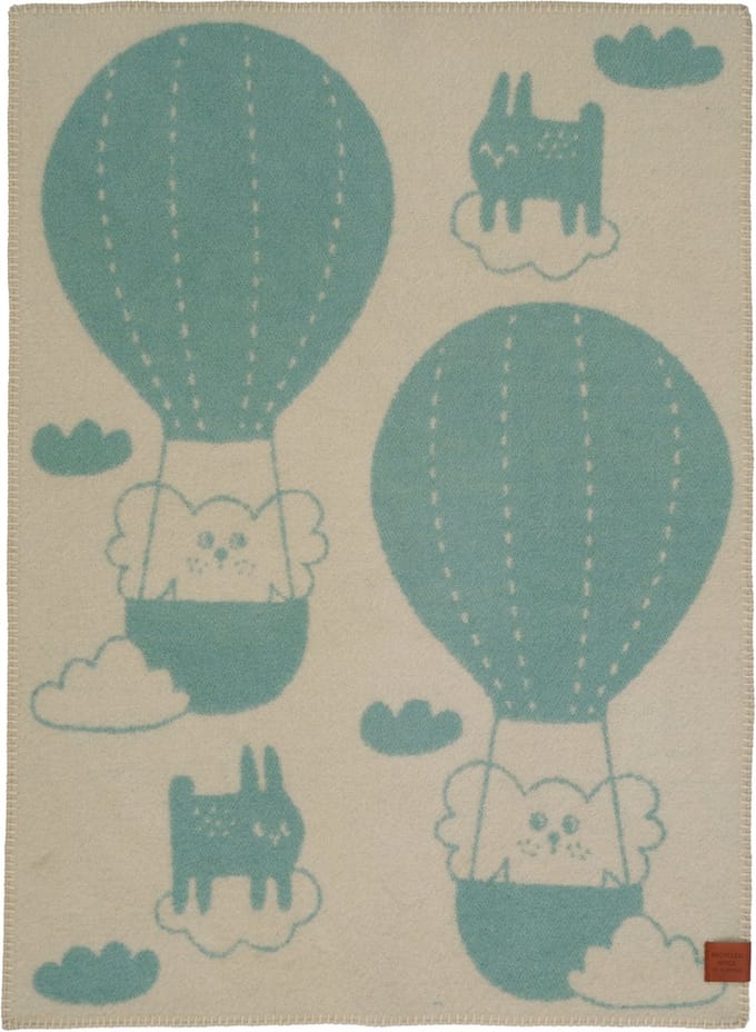 Klippan wiegdeken Balloon blue/beige, 50% recycled wool/50% lambswool