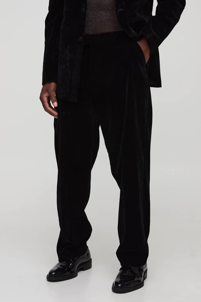 Relaxed Velour Trouser | Black | Size 38