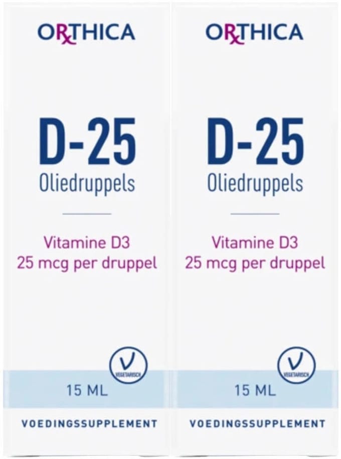 Orthica Vitamine D-25 Oliedruppels - 2 x 15 ml - Voordeelverpakking