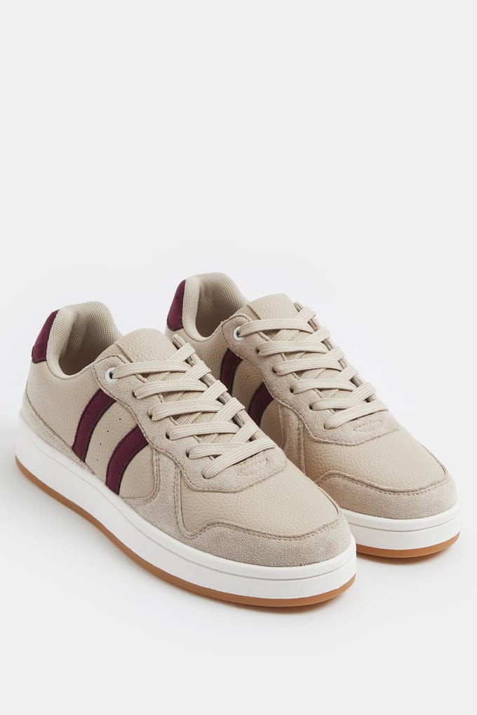 Yours Natuurbruine Gewatteerde Vetersneakers In Brede Epasvormsize Wide > 42E