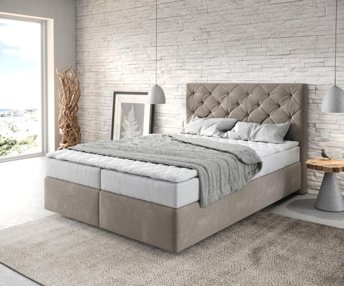 Boxspringbed Dream-Great microvezel beige 140x200 met matras en topper