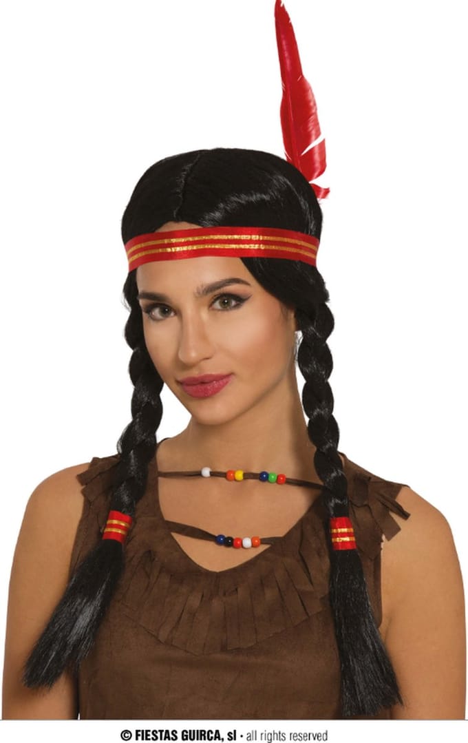 Fiestas Guirca - Indianen pruik met vlechten