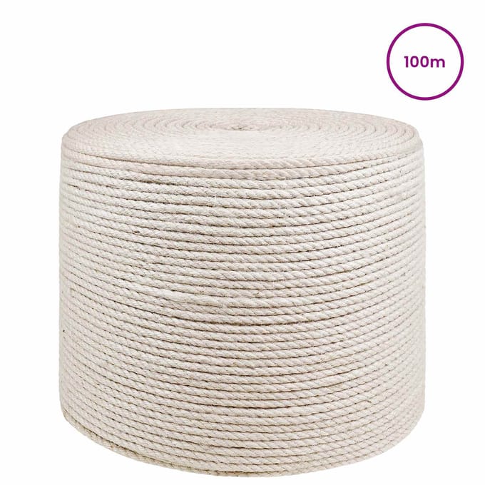 vidaXL - Jutetouw - 4 - mm - Wit - 100% - Tossa - jute