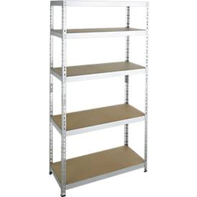 Legbordstelling - zware belasting - complete stelling - met 5 legborden - B 920 x D 300 x H 1800 mm - gegalvaniseerd