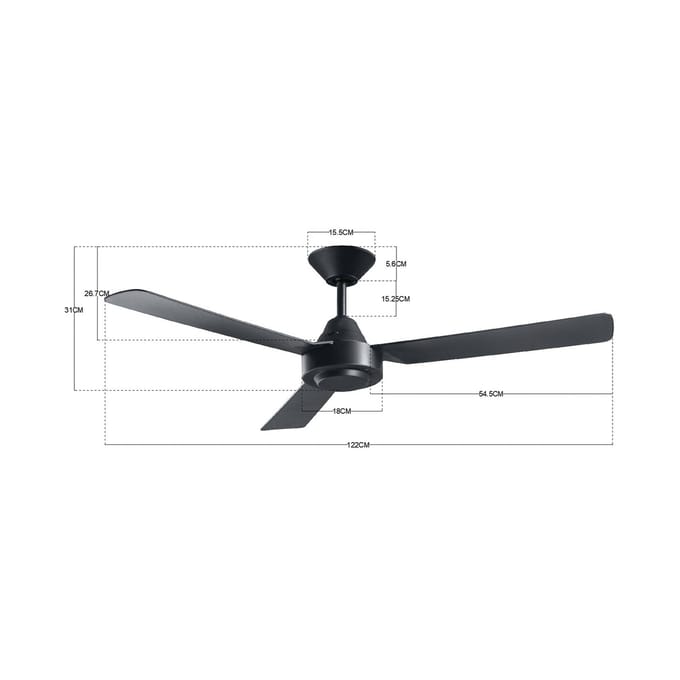Beacon Lighting Plafondventilator Bayside Calypso zwart 122 cm stil