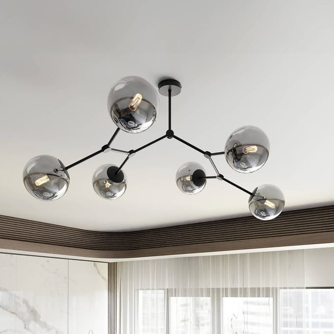 EMIBIG LIGHTING Plafondlamp Space, zwart/grafiet, 6-lamps