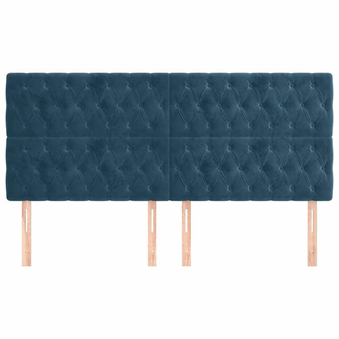 vidaXL - Hoofdbord - donkerblauw - 180x7x118/128 - cm - fluweel