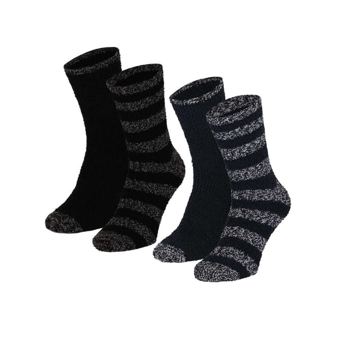 Bedsokken heren - 4-Pack - Stripes - Zwart - One Size