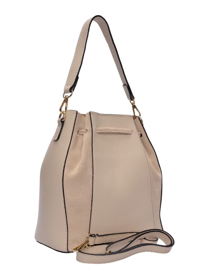 Roberta M Beige Rundleer Tas