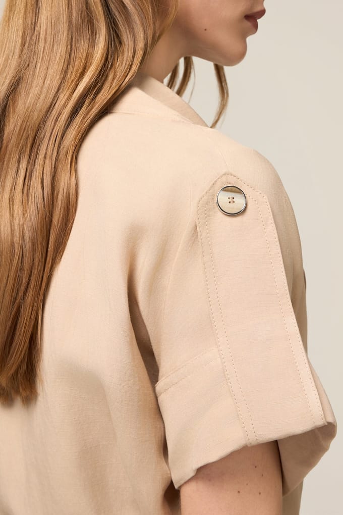 Oltre Unstructured Linen Blend Jacket Beige Size: M | Light Jackets Outlet | Dames | Beige