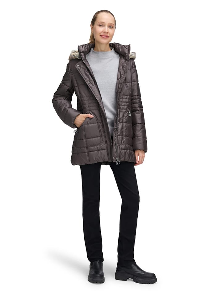 Gewatteerd jack met behaaglijk zachte capuchon - bruin - Gr. 38 van Goldner Fashion