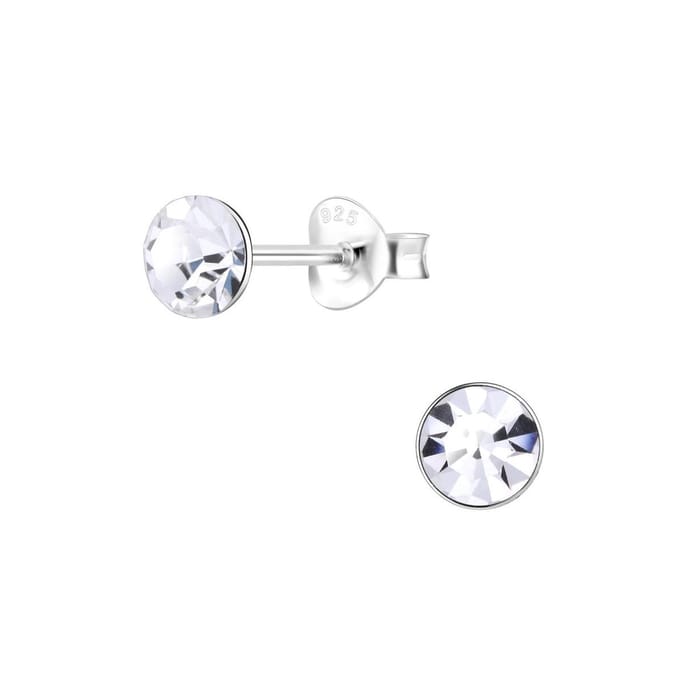 Joy|S - Zilveren 5 mm oorknoppen - kristal
