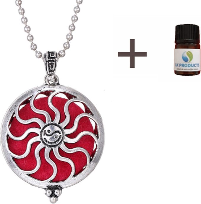 Zon Geurketting - Geurverspreider - Zilverkleur - Etherische Olie - Parfum