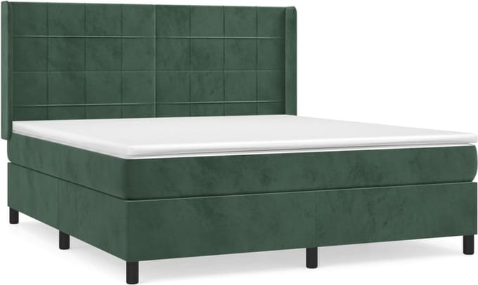 vidaXL - Boxspring - met - matras - fluweel - donkergroen - 180x200 - cm