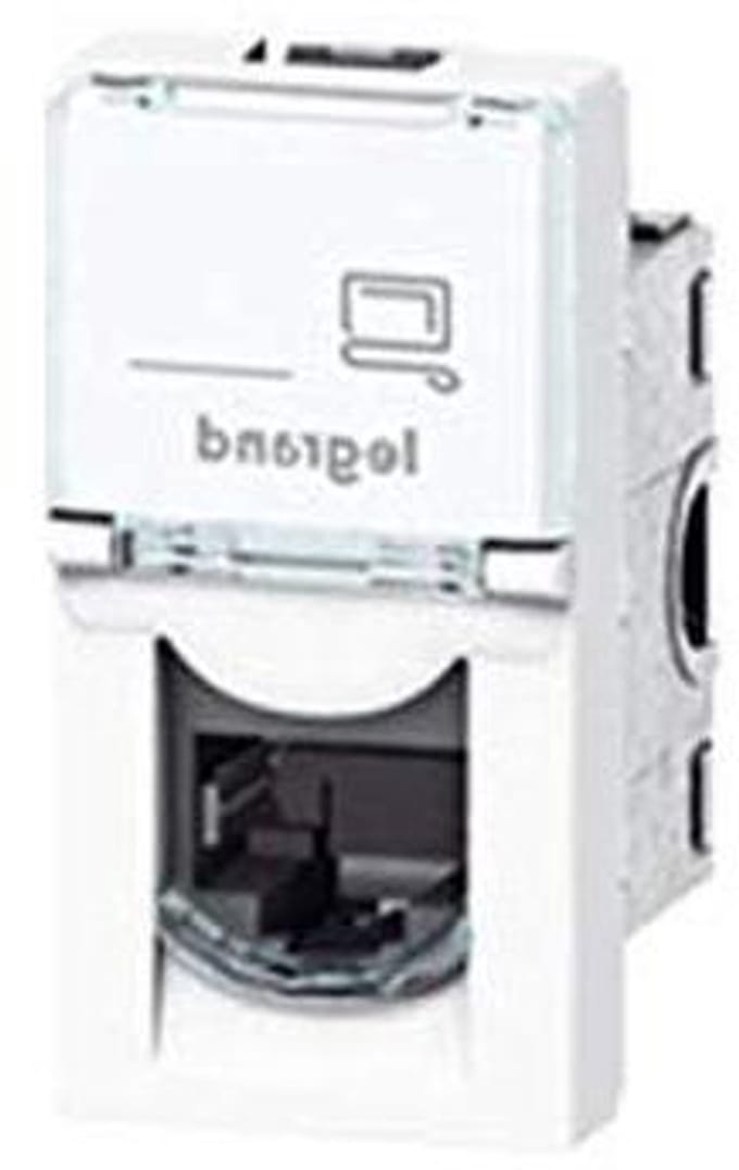 Stopcontact Categorie 6A - Netwerkaansluiting Ethernet Poort - Netwerk Installatie - Afgeschermd Metaal - 1 Module - Wit