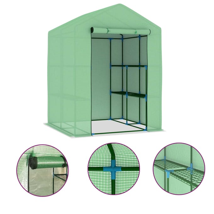 vidaXL - Tuinkas - met - schappen - 143x143x195 - cm - staal