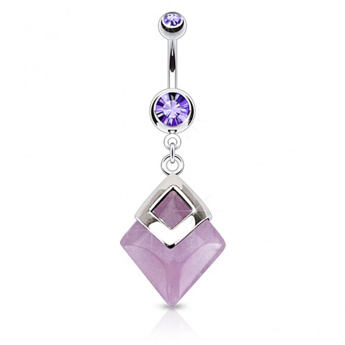 Navelpiercing half edelsteen hanger - Amethyst - LMPiercings