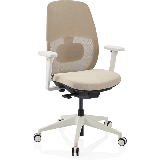 Ergonomische bureaustoel Skandis zonder hoofdsteun beige / wit frame hjh OFFICE