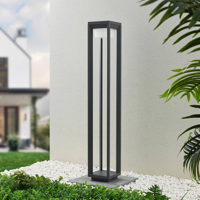 Prios LED tuinpadverlichting Gamion, 90 cm, antraciet, metaal, IP54