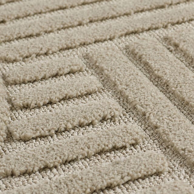 Japandi ART - Rond Vloerkleed Boho - Scandinavisch - Laagpolig Effen - Beige- 80 CM Ø