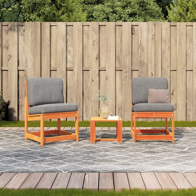vidaXL - 3-delige - Loungeset - massief - grenenhout - wasbruin