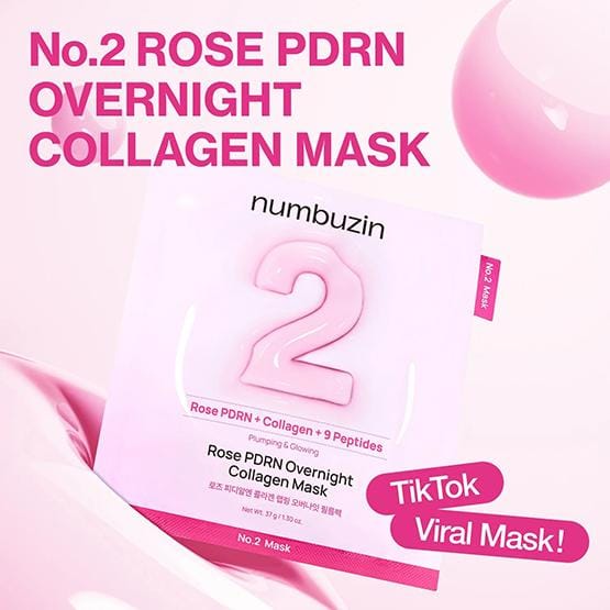 numbuzin - No.2 Rose PDRN Overnight Collagen Mask Set 37g x 4 sheets
