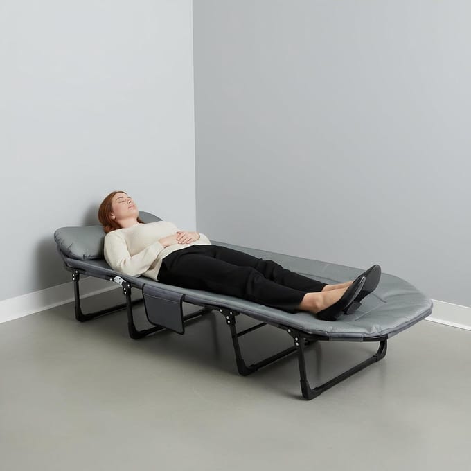 Kampeerbed - Opvouwbaar bed - Buiten slapen - Robuust stalen frame - 190 cm - Grijs