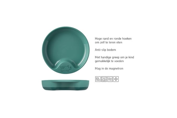 Mepal Mio Oefenbord - Magnetronbestendig - Met greep - Kinderservies - Deep turquoise