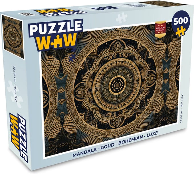 Puzzel Mandala - Goud - Bohemian - Luxe - Legpuzzel - Puzzel 500 stukjes