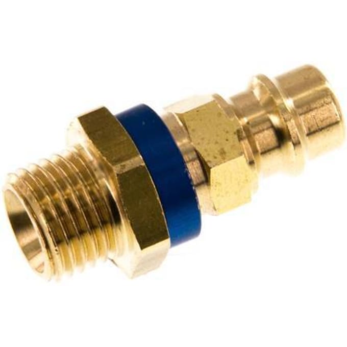 Messing DN 7.2 (Euro) Blauw-Coded Luchtkoppeling Insteeknippel G 1/4 inch Buitendraad - CLP7-M-B-BLU-P-CD-014